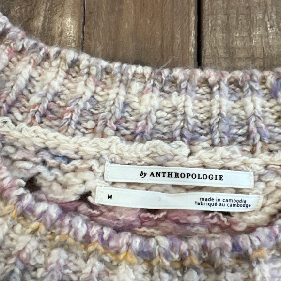 Anthropologie Oversized Mesh Stitch Sweater Size Medium Crochet Chunky Fisherman - Picture 4 of 9